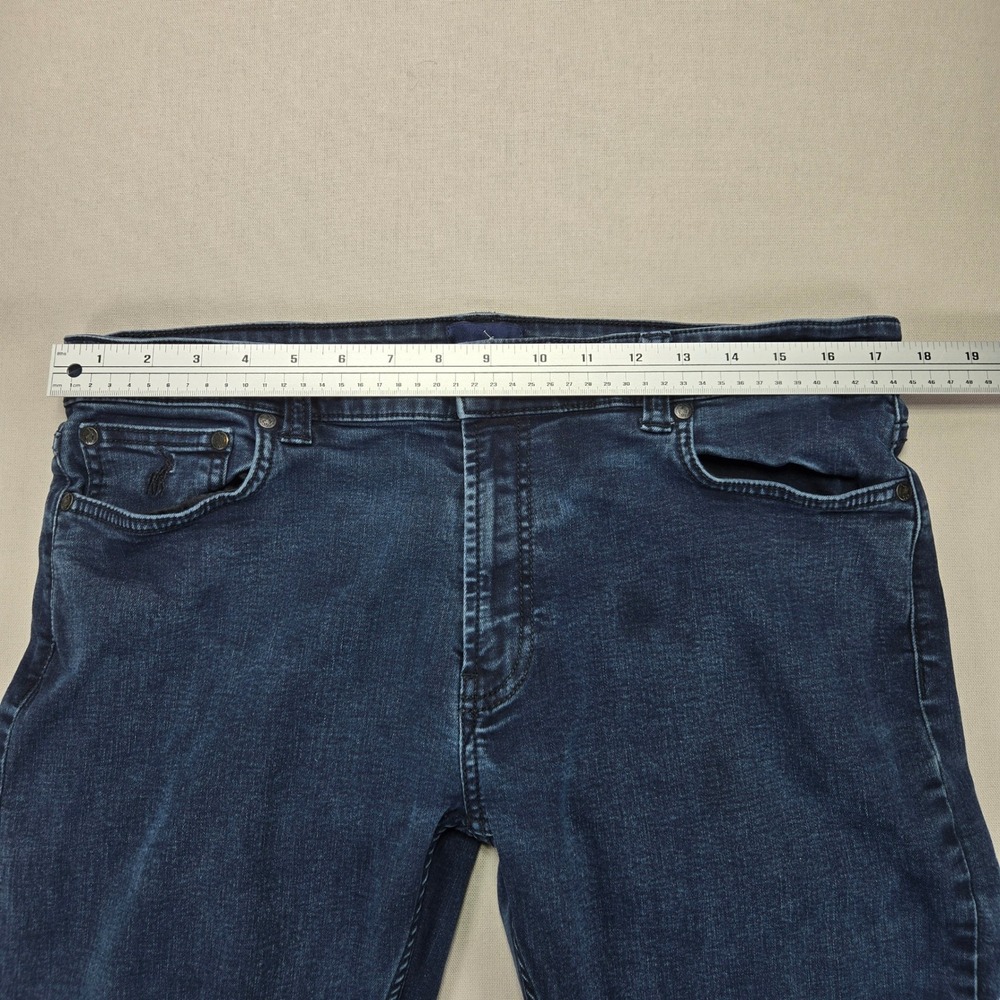 Polo Jeans Simon Slim Straight Dark Wash Denim Pants Blue Mens Size 34 Stretch - Picture 11 of 12